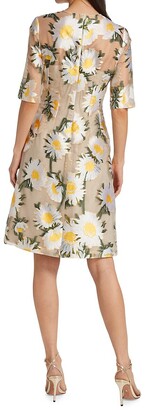Lela Rose Holly Floral-Jacquard Knee-Length Dress