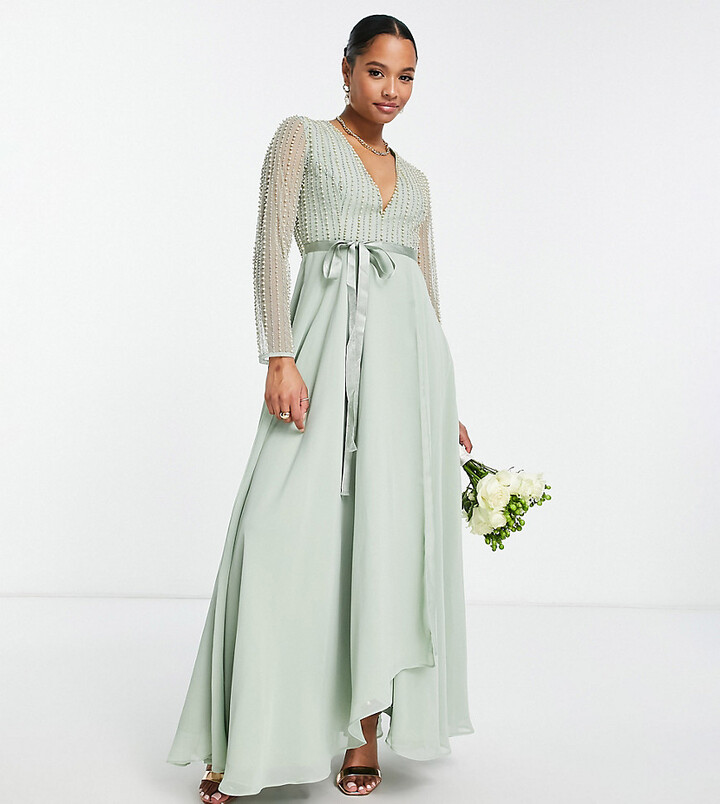 ASOS Damen Kleidung Kleider Bedruckte Kleider ASOS DESIGN Petite corset button detail ruched midi dress in lime floral print 