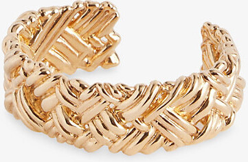 Bottega Veneta Womens Gold/Silver Intreccio Large Cuff 18ct Yellow Gold Plated Sterling Silver Bracelet M