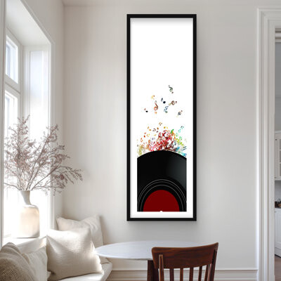 Lark Manor Notes Escaping from a Vinyl Record - Red Object Print Decor