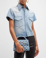 Thumbnail for your product : Rebecca Minkoff Lou Checkered Denim Top-Handle Bag