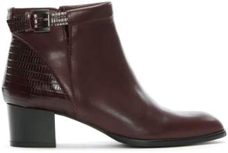 Lamica Burgundy Leather Buckled Reptile Insert Ankle Boots
