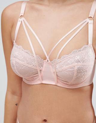 Wolfwhistle Wolf & Whistle B-G Cup Peach Lace Underwire Lattice Strap Bra
