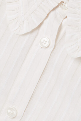 ELSE Jasmine Ruffled Striped Cotton-blend Shirt - White