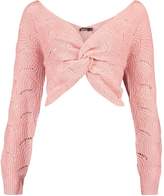 Thumbnail for your product : boohoo Pointelle Twist Front Jumper