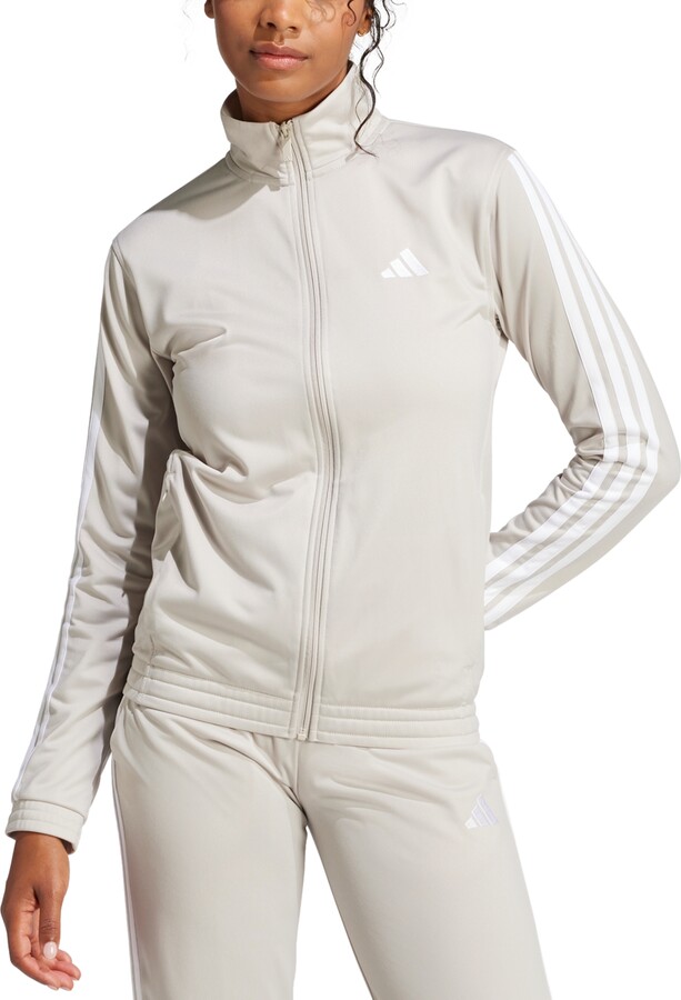adidas Women's Tricot 3-Stripes Track Jacket - Wonder Alumina/white