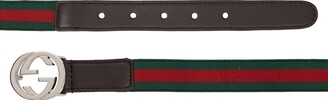 Gucci Children Web Stripe leather-trimmed belt