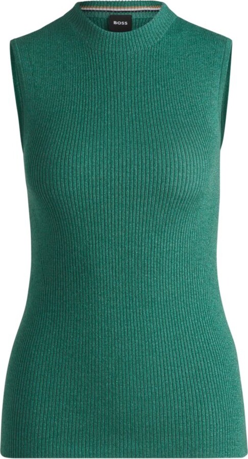HUGO BOSS Sleeveless ribbed top with sparkle effect