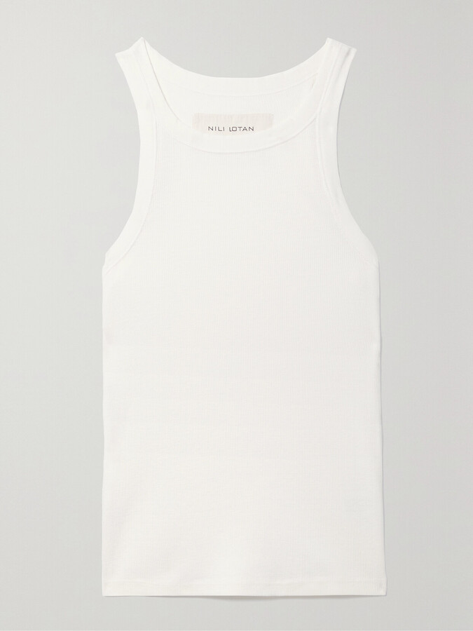 Nili Lotan Jennifer Ribbed Cotton-jersey Tank - White