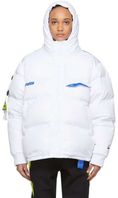 puma down filled black jacket with hood