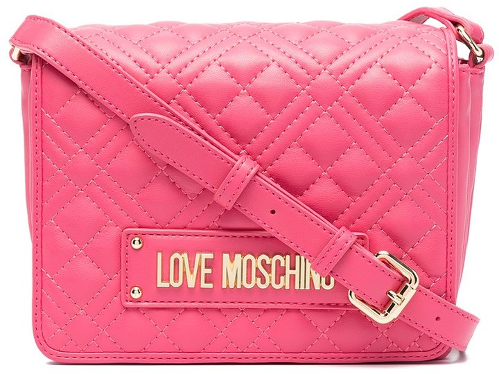 love moschino pink scritte grab bag