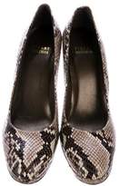 Thumbnail for your product : Stuart Weitzman Embossed Leather Platform Pumps