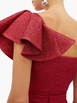 Vika Gazinskaya Ruffled Wool-blend Lame Gown - Red