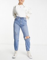 Thumbnail for your product : Abercrombie & Fitch 80s ripped mom jeans in mid wash