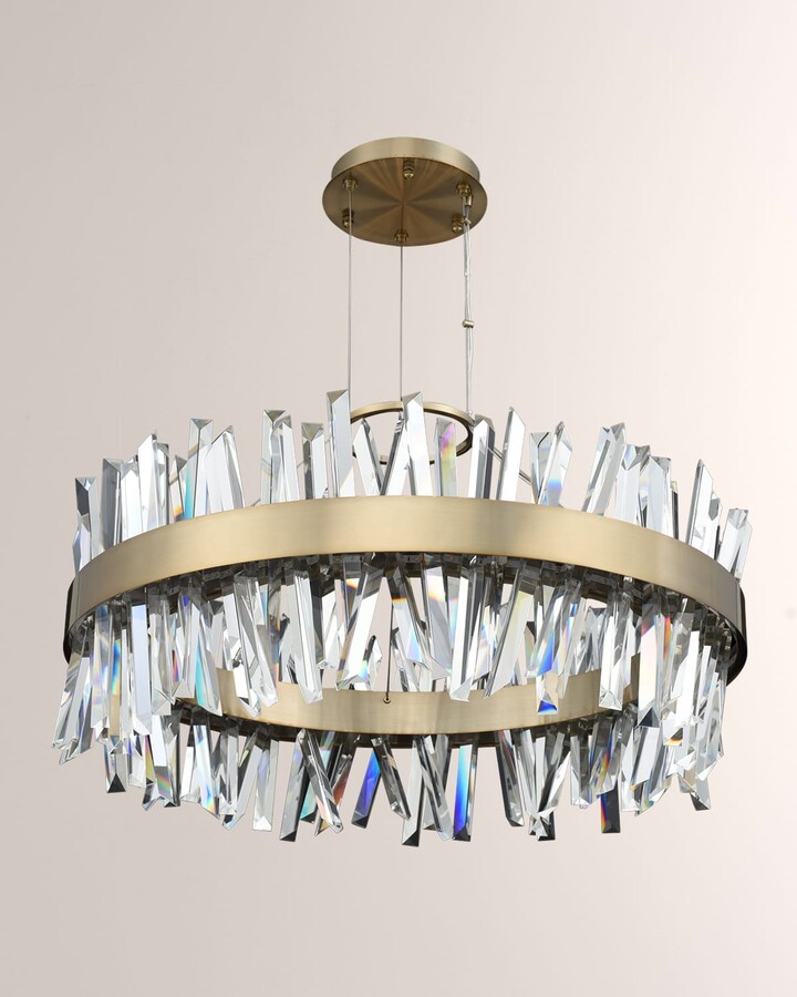 Details about   Kalalou Large Metal Pendant Lamp With Dangling Crystals 