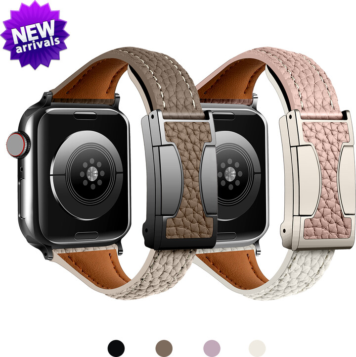 None Women Leather Strap for Apple Watch 10 Band 46mm 44mm 45mm 42mm 40/41mm Thin Magnetic Bracelet iWatch Series 9 8 SE 7 Watchband