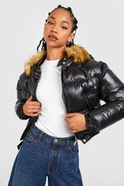 Thumbnail for your product : boohoo Tall Faux Fur Hooded Crop Padded Coat