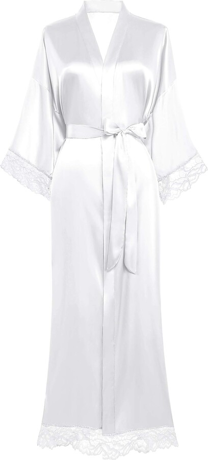 long satin white robe