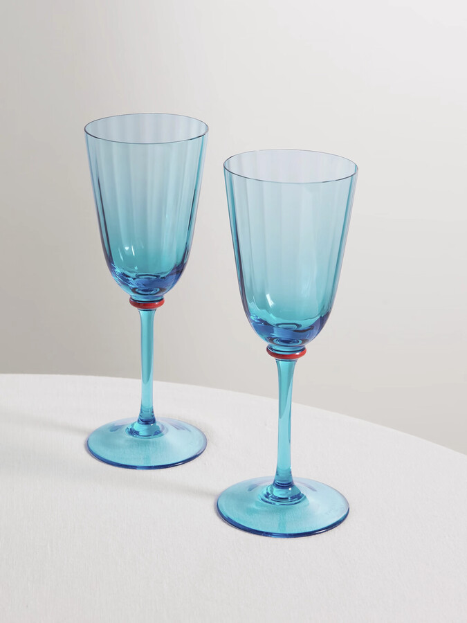La DoubleJ - Set Of Two Murano Glass Wine Glasses - Blue