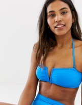 Thumbnail for your product : Seafolly electric blue V wire bandeau bikini top in blue