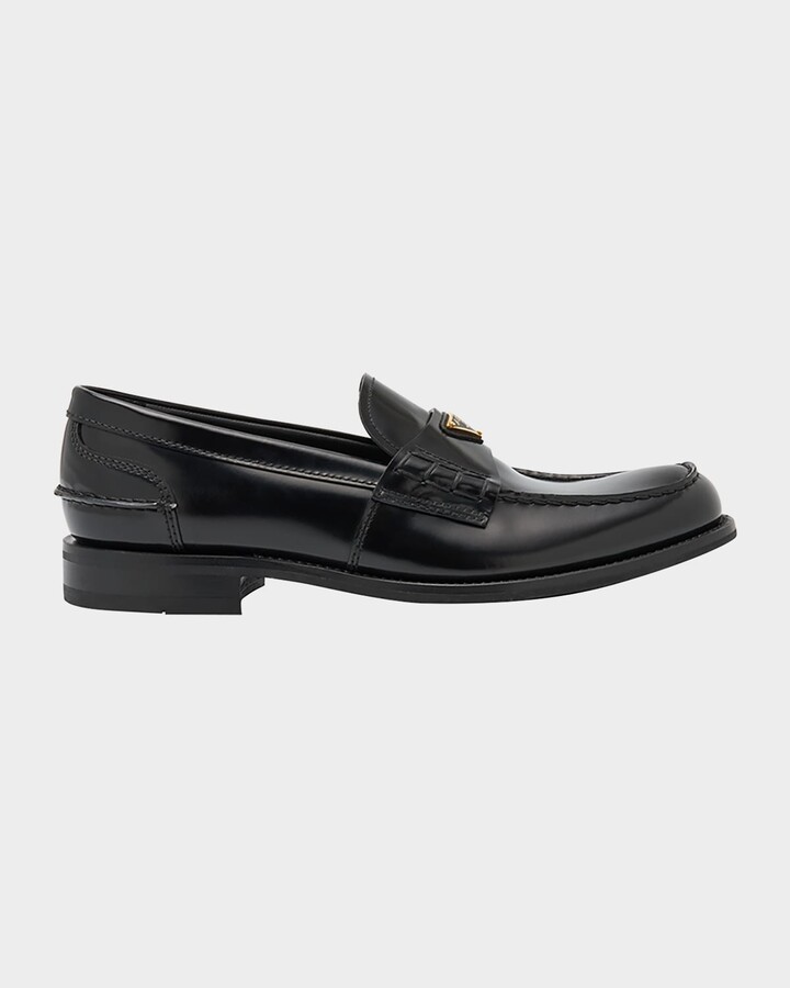 Prada Men's Brushed Leather Split-Toe Loafers