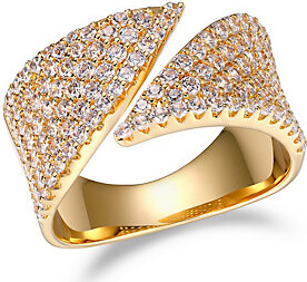 Diamonique 2.45 cttw Pave Goldtone Cuff Ring