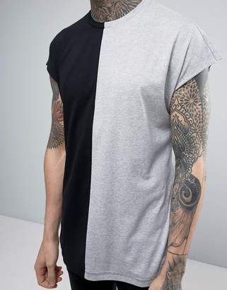ASOS Oversized Sleeveless Spliced T-Shirt With Cut & Sew Back Print