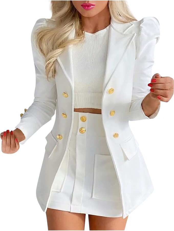 FunAloe Piece Outfits Women Blazer Top and Skirt Outfit Sets