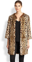 Thumbnail for your product : Adrienne Landau Leopard-Print Rabbit Fur Coat