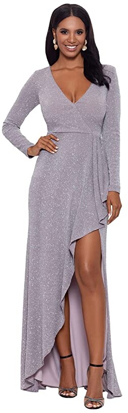 grey long dress with sleeves