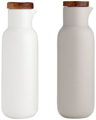 Ladelle Essentials Porcelain Oil & Vinegar Bottle Set White & Grey
