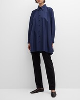 Thumbnail for your product : eskandar Wide A-Line Check Shirt with Collar (Long Plus)