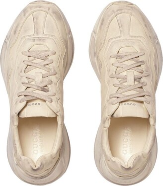 Gucci Rhyton distressed-effect sneakers - ShopStyle