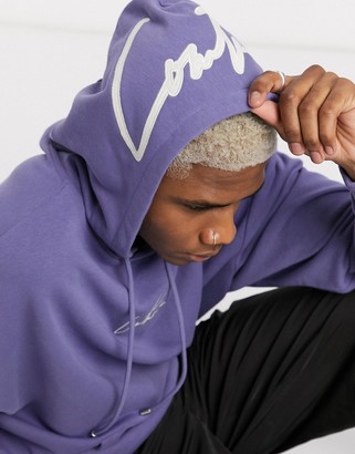 The Couture Club oversized applique hoodie with hood logo in purple