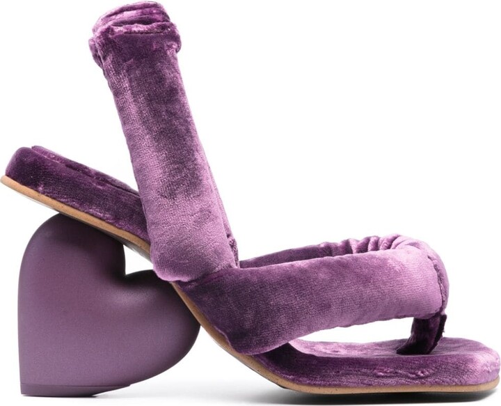 Chanel Blue/Purple Velvet and Glitter Bow Sandals Size 39
