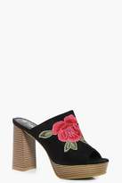 Thumbnail for your product : boohoo Floral Embroidered Mules