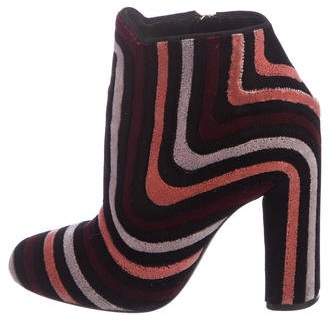 Salvatore Ferragamo Velvet Striped Ankle Boots Salvatore Ferragamo Velvet Striped Ankle Boots
