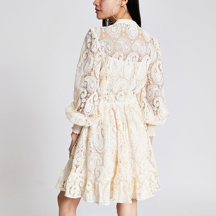 River Island White crochet button front 