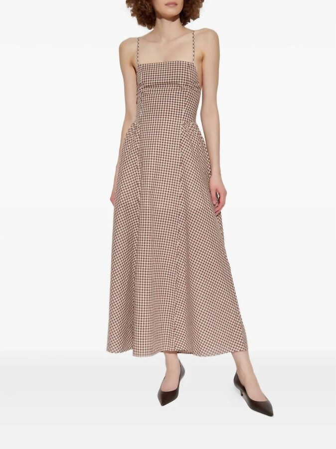 POSSE Callie Maxi Dress In Petite Mocha Gingham