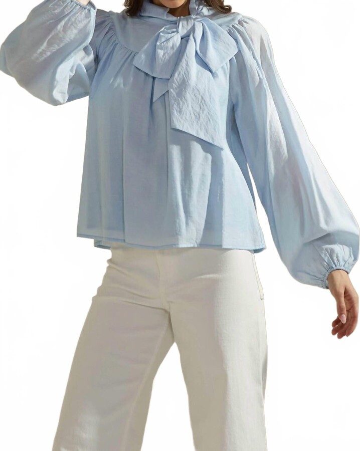 ABLE Bow-Tie Neck Blouse In Sky