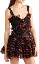 Thumbnail for your product : Alexander McQueen Cold-shoulder Ruffled Ribbed-knit Mini Dress
