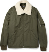 Thumbnail for your product : A.P.C. Shearling Collar Cotton-Blend Bomber Jacket