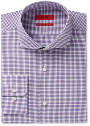 HUGO BOSS Men's Slim-Fit Purple Large Check Dress Shirt