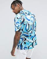 Thumbnail for your product : Jaded London Revere Shirt In Blue Print