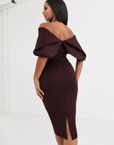 Thumbnail for your product : ASOS DESIGN fold front bardot midi pencil dress