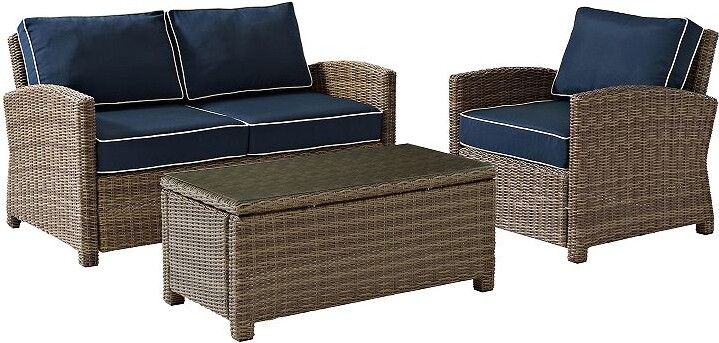 Crosley Furniture Bradenton 3-pc. Outdoor Wicker Loveseat Patio Furniture Set