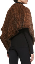 Thumbnail for your product : La Fiorentina Asymmetric Knit Mink Poncho, Brown