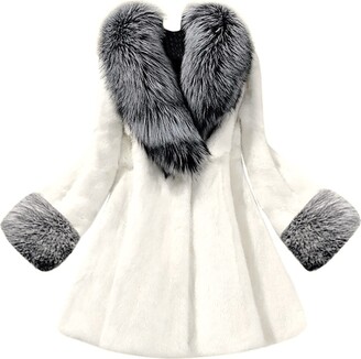 Huaya Women Ladies Plush Fur Collar Mink Coat - Thick Warm Faux Fur Jacket  Outerwear Skirt Winter Bridesmaid Dress - ShopStyle