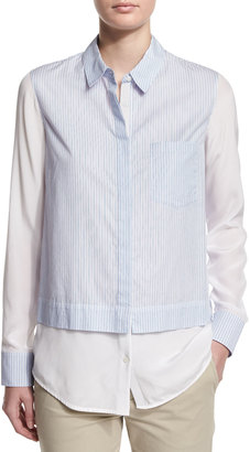 Vince Layered Striped Button-Down Shirt