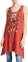 Thumbnail for your product : Johnny Was Plus Size Beatriz Sleeveless Embroidered Linen Trapeze Tunic